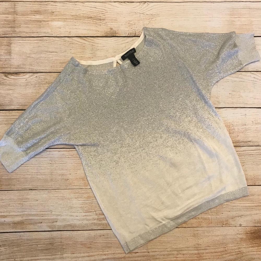 White House Black Market Silver White Sweater XS